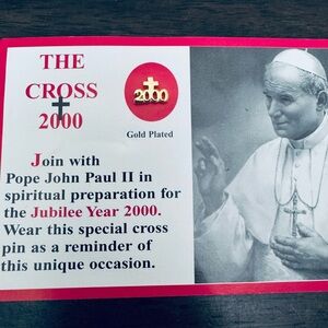 Jubilee Year 2000 Catholic Cross Gold Pin